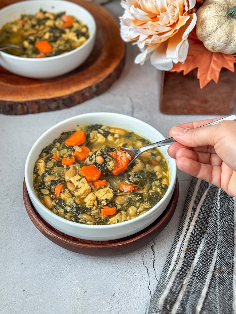 Hearty Chicken, Spinach and Bean Soup 