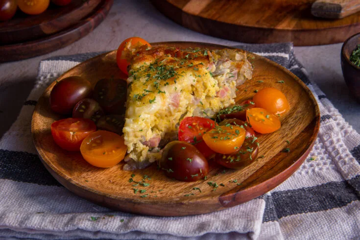 No Crust Quiche with Potato, Rice, and Ham