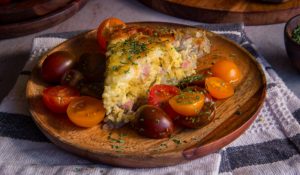 No Crust Quiche with Potato, Rice, and Ham
