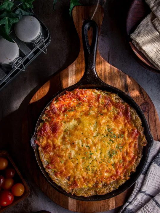 No Crust Quiche with Potato, Rice, and Ham
