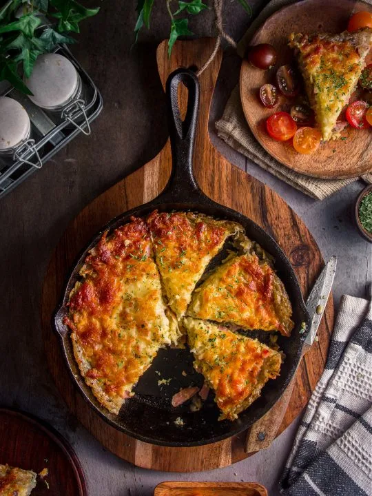 No Crust Quiche with Potato, Rice, and Ham