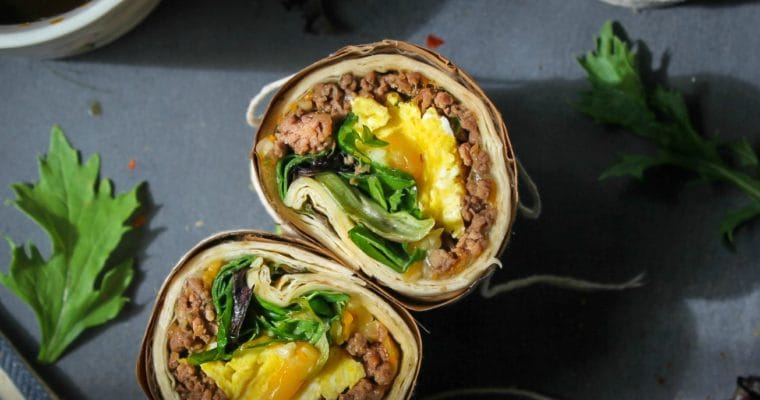 Breakfast Eggs and Beef Wrap