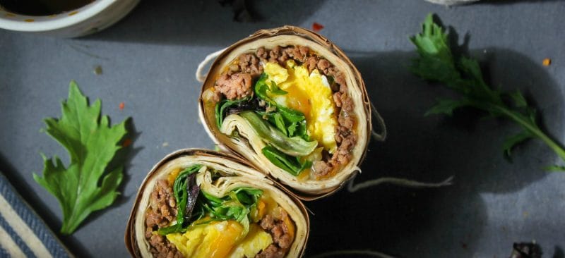 Breakfast Eggs and Beef Wrap