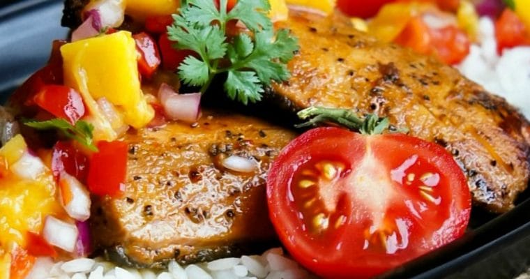 Grilled Glazed Salmon with Mango Salsa