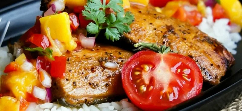 Grilled Glazed Salmon with Mango Salsa