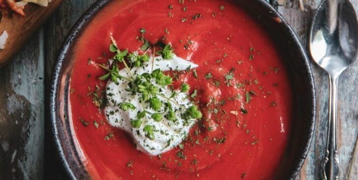 Roasted Tomato Soup with Parmesan-Garlic Croutons Recipe