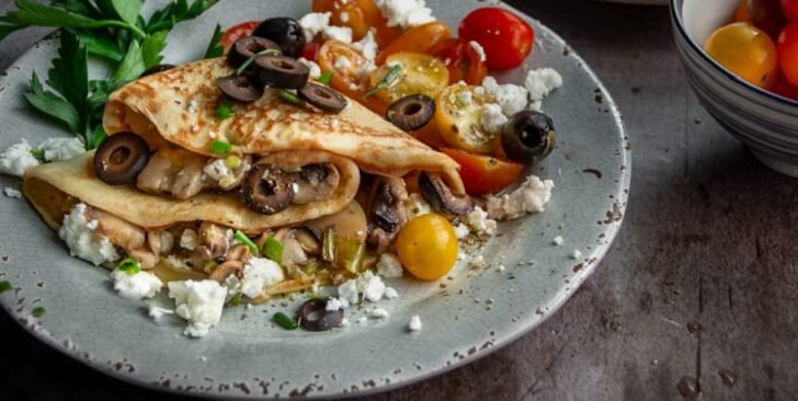 Savory Crepes with Mushrooms and Scallions