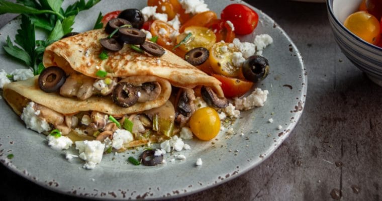 Savory Crepes with Mushrooms and Scallions