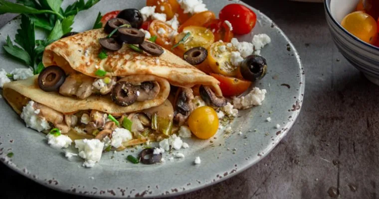 Savory Crepes with Mushrooms and Scallions