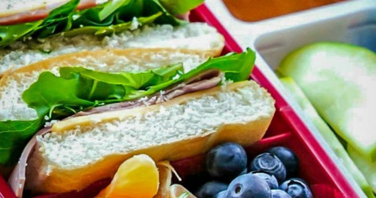 Lunch Box: Ham sandwich with Fresh Fruits and Veggies
