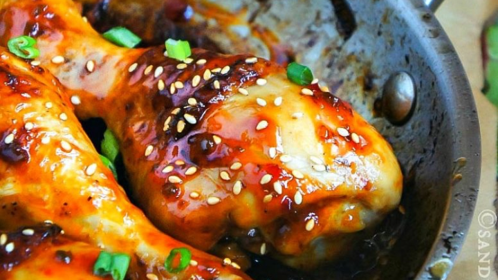 Spicy Sticky Baked Glazed Chicken Drumsticks