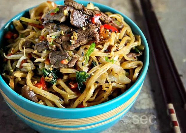 Beef Yakisoba -Japanese Fried Noodles with Beef