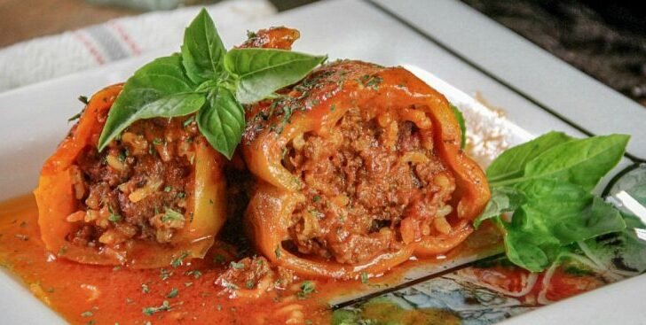 Stuffed Peppers with Ground Beef and Rice