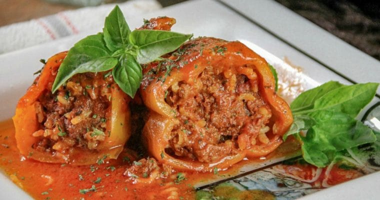 Stuffed Peppers with Ground Beef and Rice