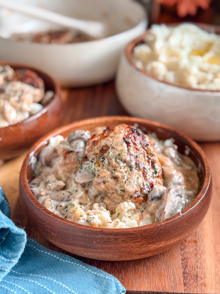 Juicy turkey patties are seared until golden and simmered in a creamy mushroom sauce. An easy skillet dinner that’s perfect with mashed potatoes.