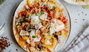 Chicken and Kimchi Pizza