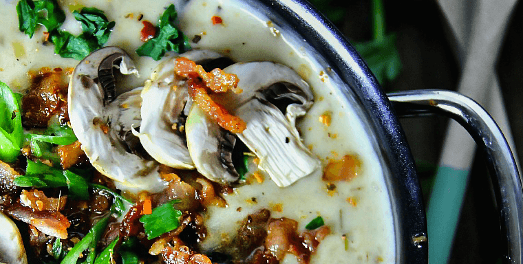 Leek, Potato and Mushroom Soup