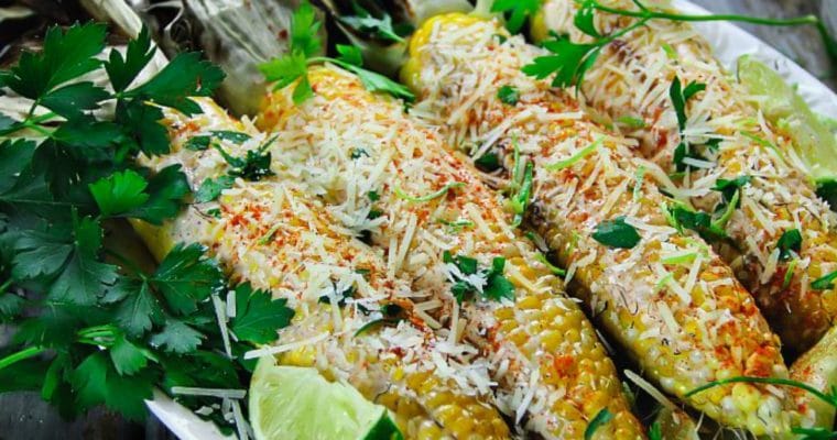 Grilled Corn on the Cob with Husks with Mayo-Sriracha Sauce