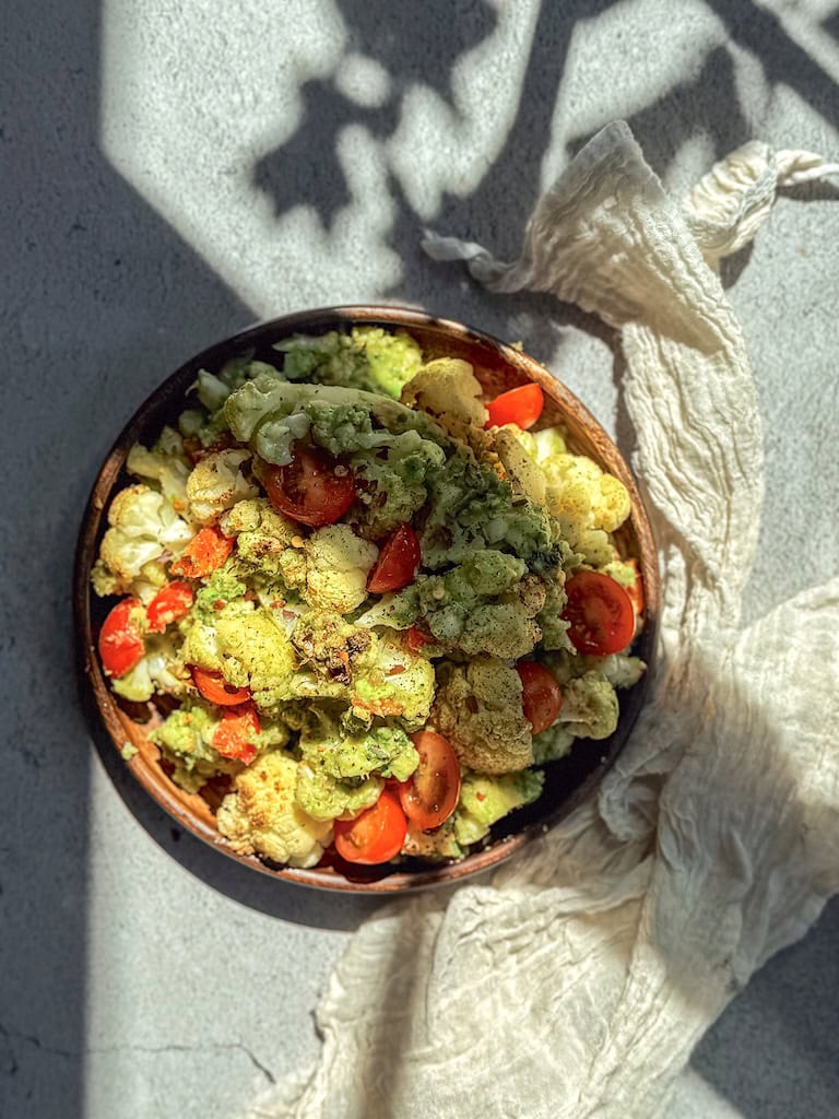 Roasted Cauliflower with Guacamole