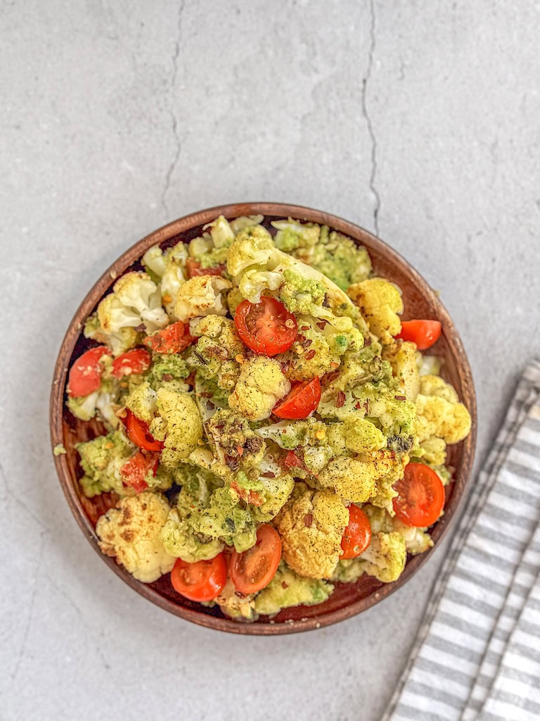 Roasted Cauliflower with Guacamole