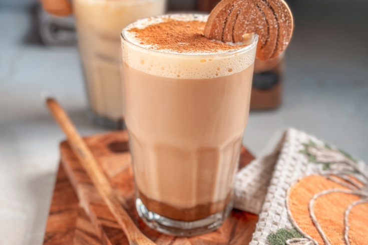 homemade pumpkin spice latte topped with creamy cold foam