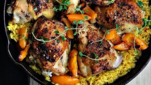 Spanish Chicken over Saffron Rice