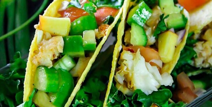 Fish Taco with Peach Salsa with a Video