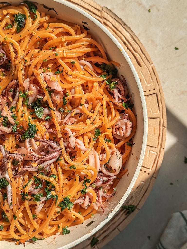 Pasta with Sautéed Calamari