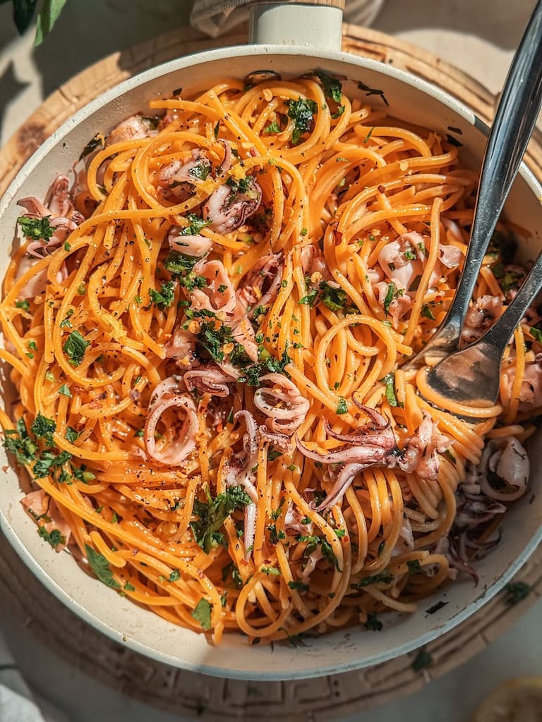 Pasta with Sautéed Calamari