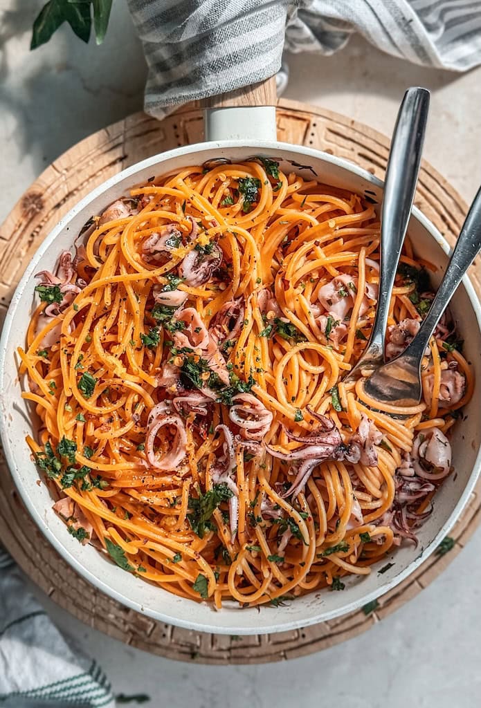 Pasta with Sautéed Calamari