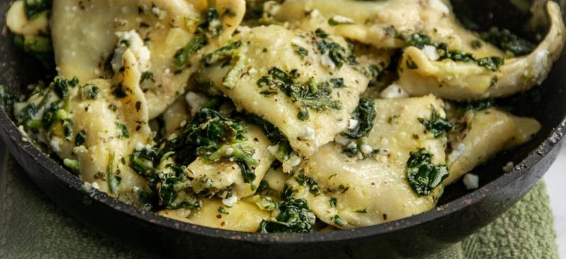 Ravioli Sautéed with Spinach
