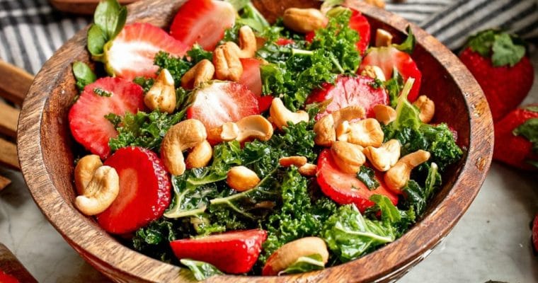 Massaged Kale and Strawberry Salad