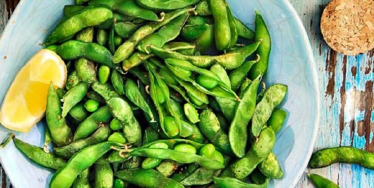 Edamame with Sriracha Sea salt and Meyer Lemon