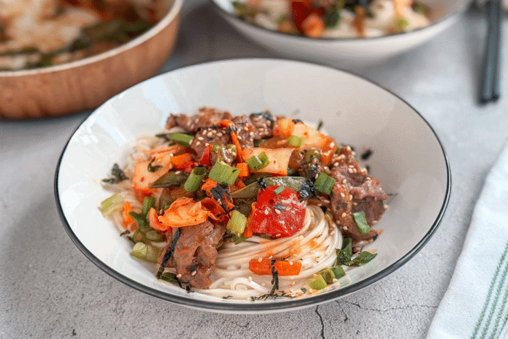 Beef and Kimchi Yakisoba