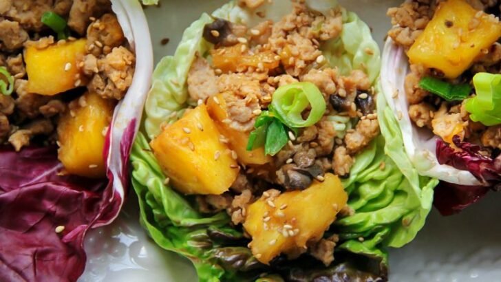 Asian Style Chicken and Pineapple Lettuce Wraps