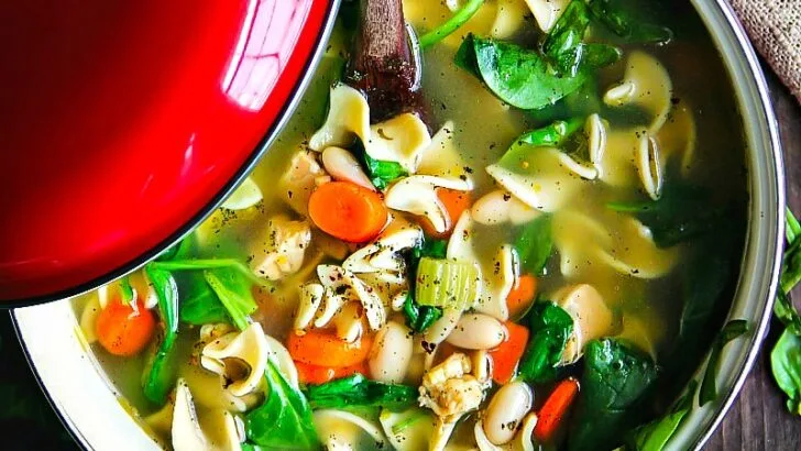 Cannellini Beans and Spinach Chicken Noodle Soup