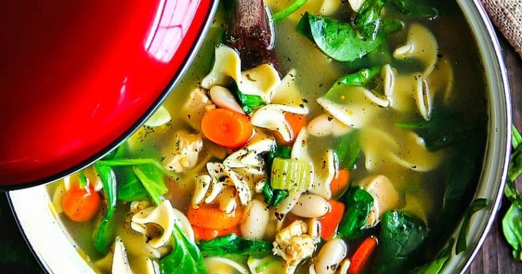 Cannellini Beans and Spinach Chicken Noodle Soup
