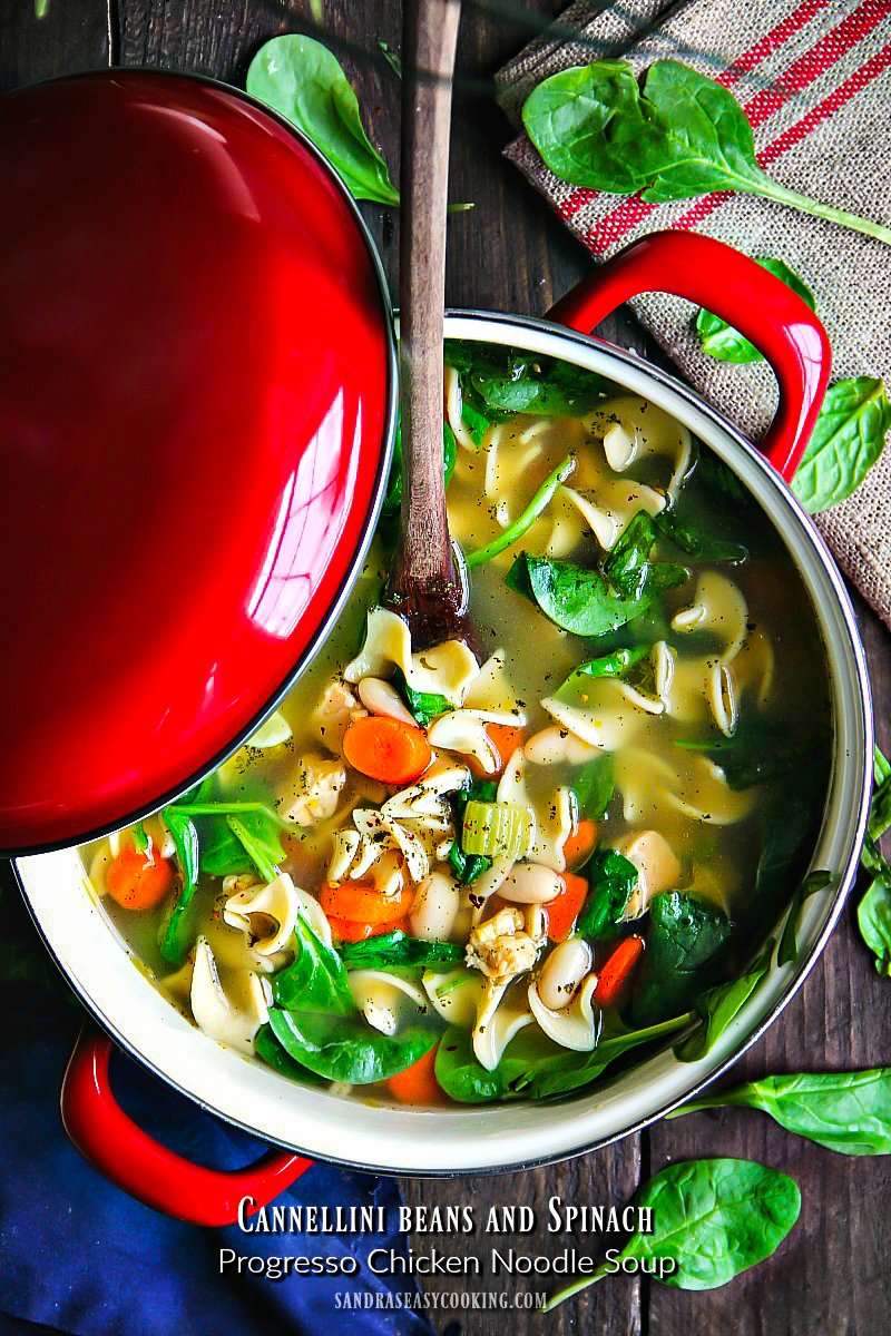 Cannellini beans and Spinach with Progresso Chicken Noodle Soup ...