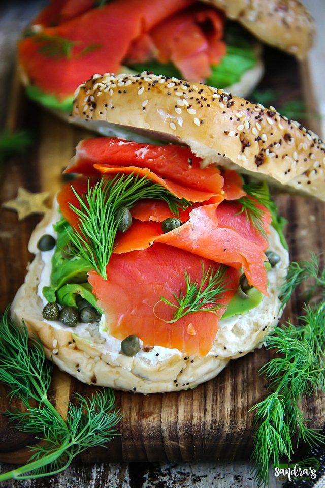Smoked Salmon Bagel Sandwiches - Sandra's Easy Cooking