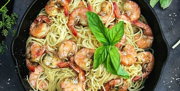 Spaghetti Aglio e Olio with Shrimp