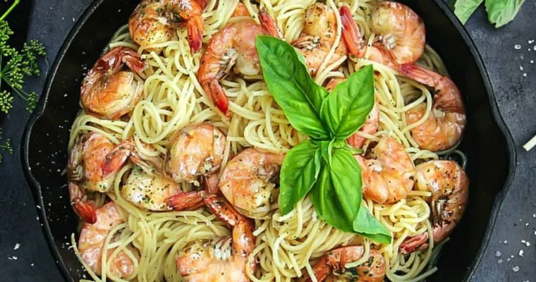 Spaghetti Aglio e Olio with Shrimp