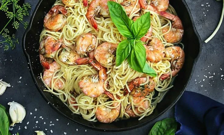 Spaghetti Aglio e Olio with Shrimp