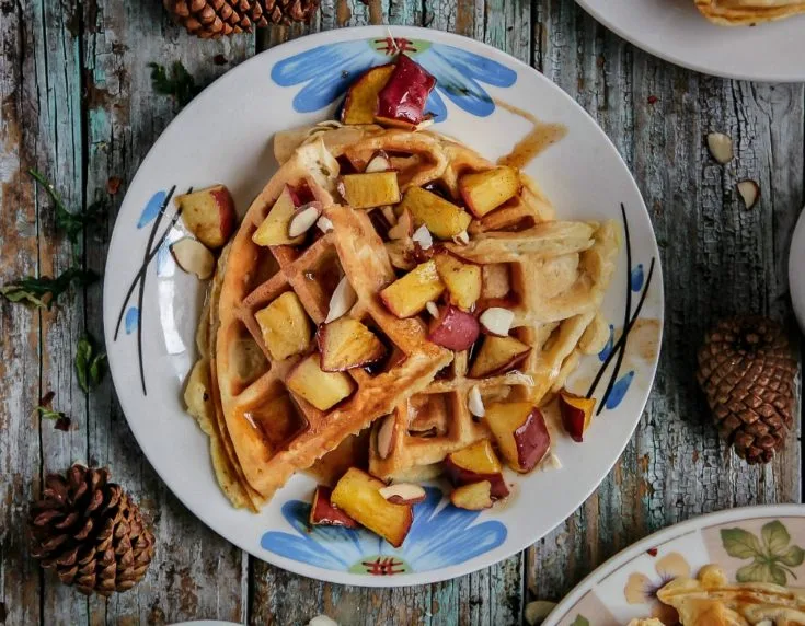 Apple Cinnamon Waffles with Apple Compote