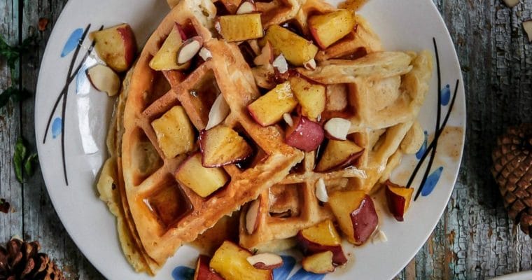 Apple Cinnamon Waffles with Apple Compote