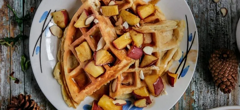 Apple Cinnamon Waffles with Apple Compote