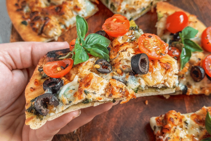 Pesto Chicken Naan Pizza