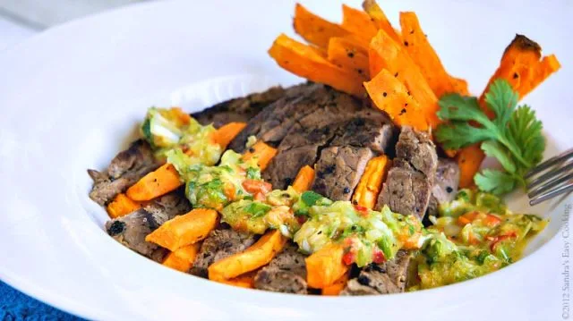 Roasted Sweet Potato Fries with Steak