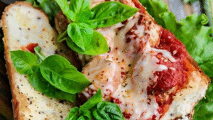 Homemade Meatball Marinara Sub Sandwich