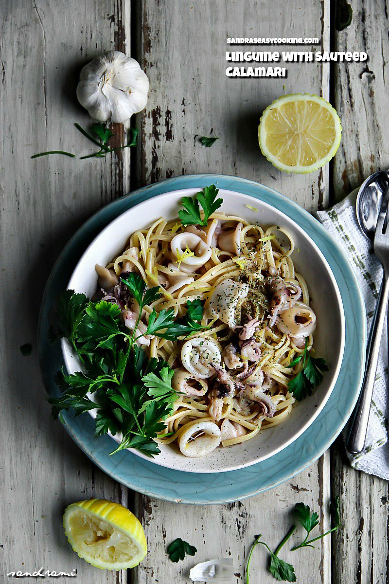 Linguine with Sauteed Calamari - Sandra's Easy Cooking Pasta Recipes