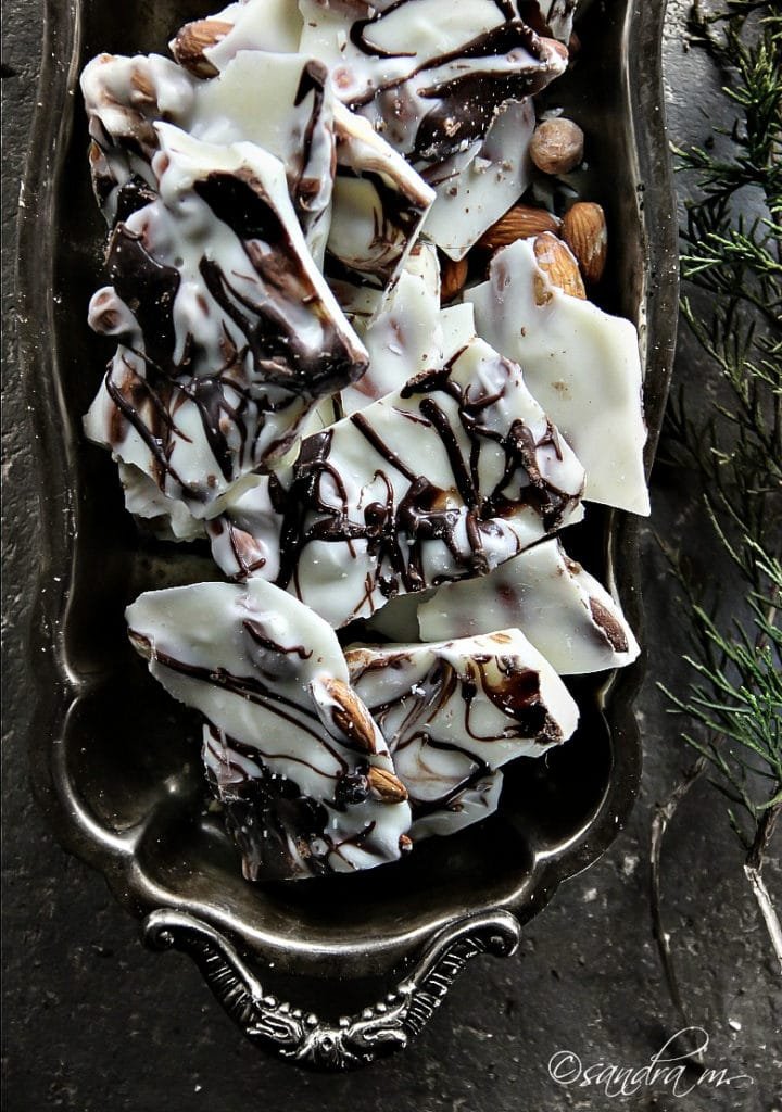 Marbled Chocolate Almond Bark With Sea Salt 7799